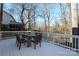 White deck with wooden table and chairs, overlooking backyard at 3821 Silver Bell Dr, Charlotte, NC 28211