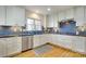 Modern kitchen with white cabinets, blue tile backsplash, and stainless steel appliances at 3821 Silver Bell Dr, Charlotte, NC 28211