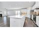 Open kitchen with white cabinets, island, and stainless steel appliances at 8243 Bretton Woods Dr, Charlotte, NC 28227