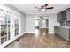 Dining area with hardwood floors and access to backyard at 835 Belmont Ave, Charlotte, NC 28205