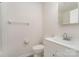 Simple bathroom with vanity, toilet, and updated fixtures at 10240 Rose Meadow Ln # D, Charlotte, NC 28277