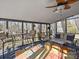 Relaxing screened porch with seating area and ceiling fan at 1147 Bloom Wood Ln, Matthews, NC 28105