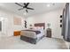 Cozy bedroom with double bed and ceiling fan at 1554 Kee Ct, Charlotte, NC 28203