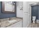 Updated bathroom features granite countertops, modern vanity, and a separate toilet area at 2146 S Main St, Kannapolis, NC 28081