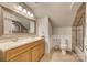 Bathroom with double vanity, toilet and large mirror at 419 Williamson St, Fort Mill, SC 29715