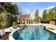 Resort-style backyard with a large pool and brick pool house at 6049 Bluebird Hill Ln, Weddington, NC 28104