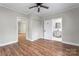 Bedroom with wood floors and access to bathroom at 639 Harrison St, Statesville, NC 28677