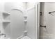 Clean shower with built in shelving at 639 Harrison St, Statesville, NC 28677