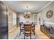 Elegant dining room features a chandelier, wainscoting, and a large oval wooden table at 7832 Winterset Dr, Charlotte, NC 28270