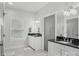 Bathroom with double vanity, granite countertop, and shower at 12 Tanglewood Rd, Clover, SC 29710