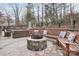 Stone fire pit with built-in seating, perfect for outdoor gatherings at 12 Tanglewood Rd, Clover, SC 29710