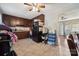 Kitchen featuring brown cabinetry, black refrigerator, and ample storage space at 1901 Ashcraft Ave, Monroe, NC 28110