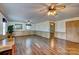 Spacious living room with hardwood floors and wood paneling at 211 Roy Eaker Rd, Cherryville, NC 28021