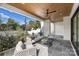 Outdoor patio with seating area and wood ceiling at 2714 Selwyn Ave, Charlotte, NC 28209