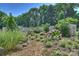 Landscaped yard with gravel pathway and blooming hydrangeas at 2714 Selwyn Ave, Charlotte, NC 28209