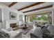 Relaxing living room with hardwood floors, fireplace, and access to outdoor patio at 2714 Selwyn Ave, Charlotte, NC 28209