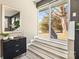 Sliding glass door with backyard view and steps at 322 Timber Rd, Iron Station, NC 28080