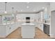 Modern kitchen with island, white cabinets, and quartz countertops at 591 Shiloh Rd, Statesville, NC 28677