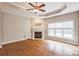 Spacious living room featuring hardwood floors and a fireplace at 629 Cordova Ct, Salisbury, NC 28146