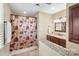 Bathroom showcasing shower with decorative curtain, vanity and granite countertop at 761 Summerwood Dr, Rock Hill, SC 29732