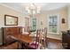 Dining room with hardwood floors, classic furniture, large windows and a bright chandelier at 761 Summerwood Dr, Rock Hill, SC 29732