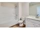 Clean bathroom with a shower/tub combo and vanity at 9835 Old Garden Cir, Gastonia, NC 28056