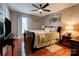 Cozy bedroom with hardwood floors and a ceiling fan at 116 Country Creek Dr, Kings Mountain, NC 28086