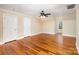 Large bedroom with hardwood floors, double closets and ceiling fan at 1610 Elkhart Cir, Gastonia, NC 28054