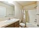 Clean bathroom with shower/tub combo and single vanity at 1957 Beth Haven Church Rd, Denver, NC 28037