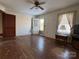 Living room with hardwood floors and a ceiling fan at 2244 9Th Ne Ave, Hickory, NC 28601