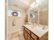 Clean bathroom with updated vanity and shower at 5218 Shadow Pond Ln, Charlotte, NC 28226