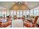 Bright sunroom with wall-to-wall windows and hardwood floors at 5218 Shadow Pond Ln, Charlotte, NC 28226