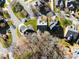 Overhead view of neighborhood, showing homes and landscaping at 5428 Old Course Dr, Cramerton, NC 28032