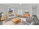 Bright living room with gray sofa and wood coffee table at 624 Gaywood Dr, Charlotte, NC 28273