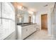 Double vanity bathroom with granite countertop and walk-in shower at 919 Emma Kate Ct, Lake Wylie, SC 29710