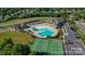 Aerial view of community pool and tennis courts at 9307 Dufaux Dr, Charlotte, NC 28278