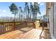 Wooden deck overlooking backyard and trees at 9307 Dufaux Dr, Charlotte, NC 28278