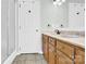 Bathroom features a large vanity with wood cabinets and a shower at 1011 Emerson Dr, Mooresville, NC 28115