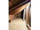 Unfinished attic space with plywood flooring and shelving at 1017 N Center Nw St, Hickory, NC 28601