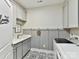 Laundry room with gray cabinets, a utility sink, and patterned flooring at 1115 Millview Ln, Matthews, NC 28104