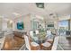 Elegant dining room with a glass table, modern chairs, and a chandelier at 333 W Trade St # 1204, Charlotte, NC 28202