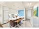 Modern kitchen with white cabinets and a blue accent wall at 333 W Trade St # 1204, Charlotte, NC 28202