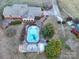 Aerial view showing house, pool, and detached workshop at 44101 Millingport Rd, Richfield, NC 28137