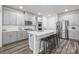 Modern kitchen with gray cabinets, island, and stainless steel appliances at 310 Hyssop Ct, Fort Mill, SC 29715