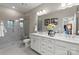 Bathroom with double vanity and large walk-in shower at 5033 Westmead Ln, Charlotte, NC 28262