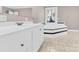 Bathroom with soaking tub, vanity, and shower at 550 Woodleaf Barber Rd, Cleveland, NC 27013