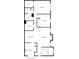 One-story floor plan features a kitchen, dining area, living room, two bedrooms, and a bath at 6041 Pinebark Ct, Charlotte, NC 28212