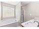 Bathroom with soaking tub, shower, and updated vanity at 19510 Deer Valley Dr, Cornelius, NC 28031