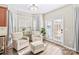 Breakfast nook with two armchairs and access to backyard through French doors at 19510 Deer Valley Dr, Cornelius, NC 28031
