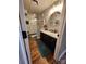 Updated bathroom with walk-in shower and modern vanity at 201 Hoskins Rd # 115, Charlotte, NC 28208